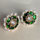 Handmade Brass Metal Jewellery Green Floral Stud Earrings